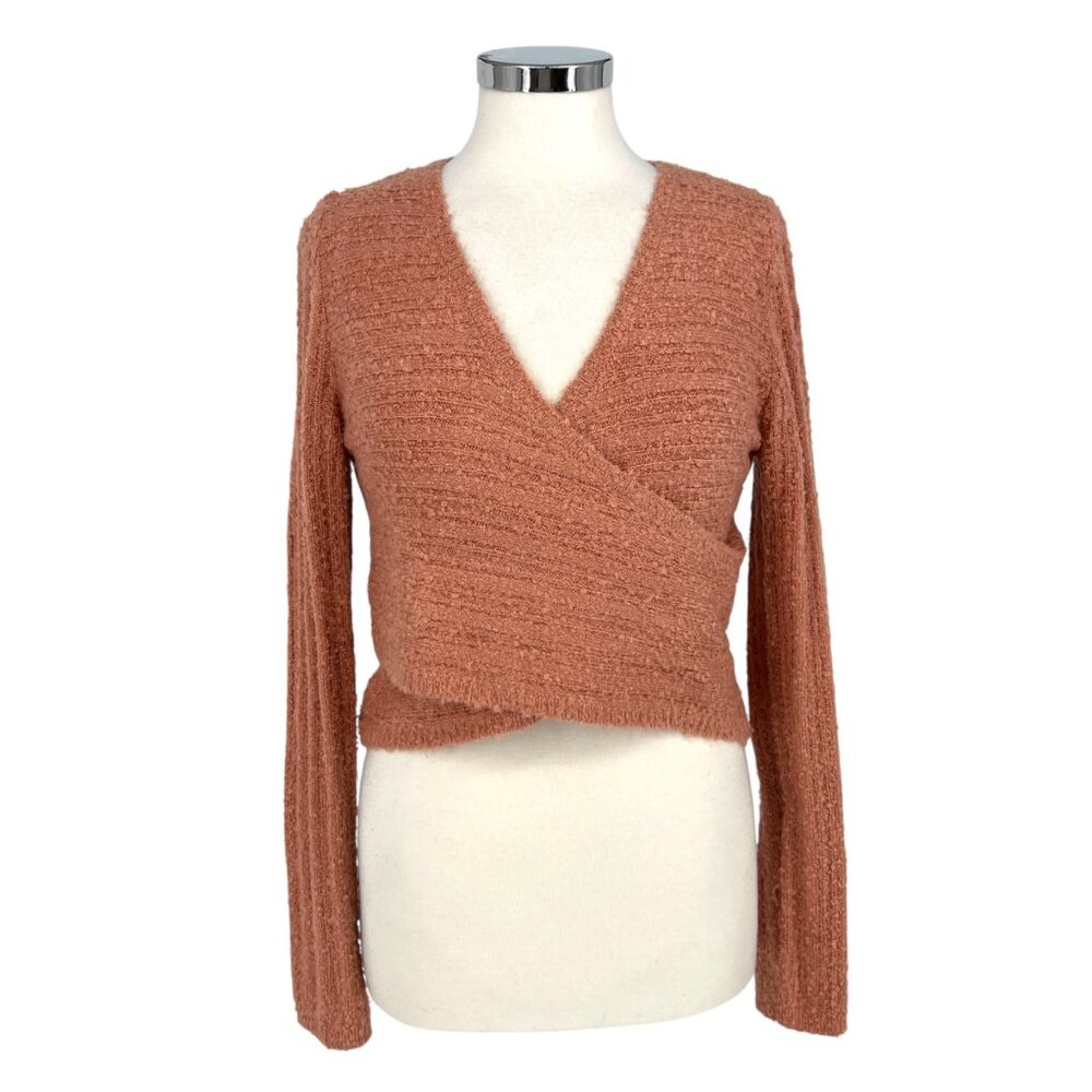 Le Lis Collection Textured Wrap Sweater Pink Size Medium